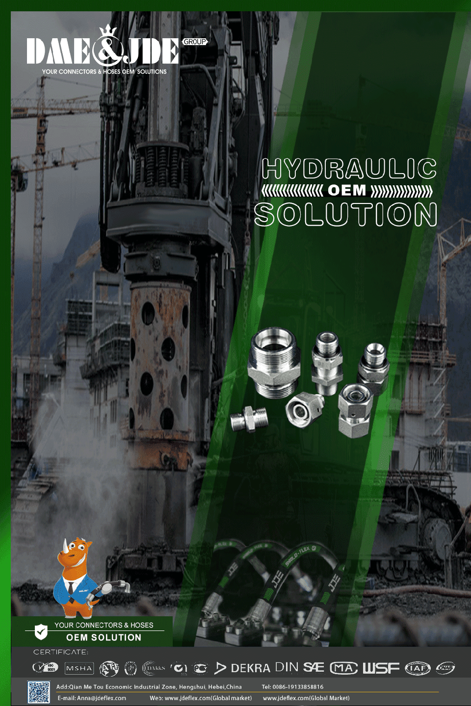 DEM hydraulic hose fittings and application poster