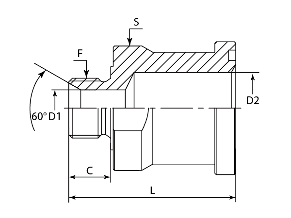 A drawing of DABPM1364 flange adaptor.