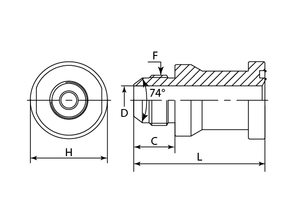 A drawing of DAJCM1364 flange adaptor.