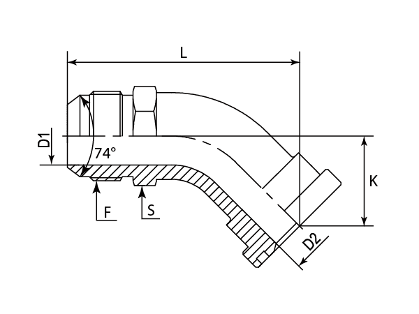 A drawing of DAJCM4334-B flange adaptor.