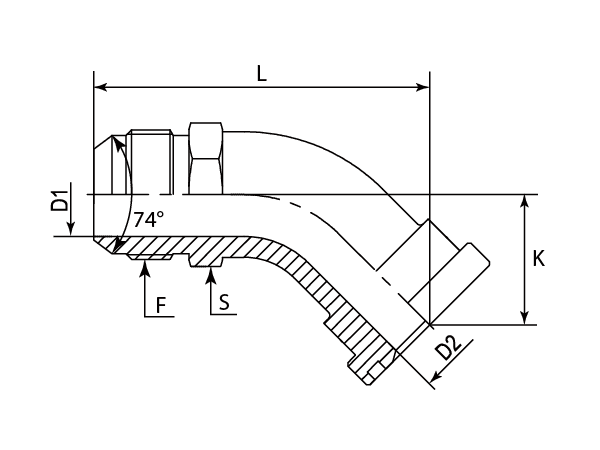 A drawing of DAJCM4364-B flange adaptor.