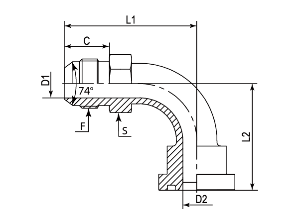 A drawing of DAJCM9334-B flange adaptor.
