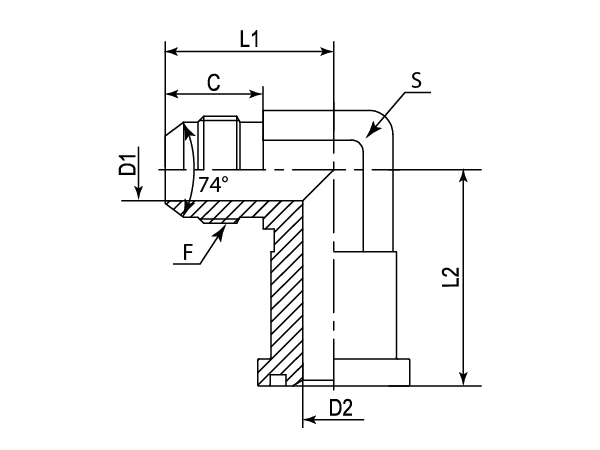 A drawing of DAJCM9364 flange adaptor.