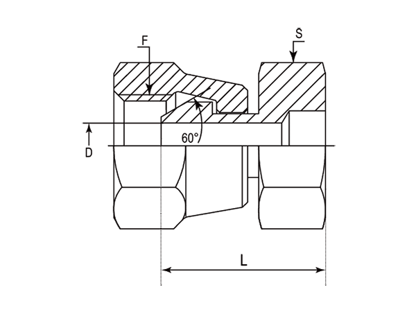 A drawing of DABP1100B hydraulic adaptor.