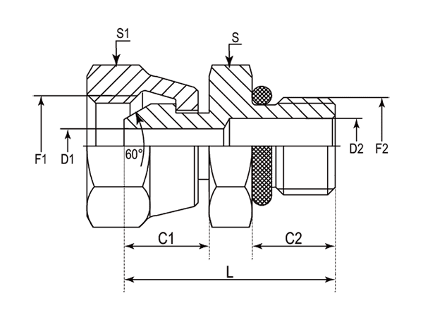 A drawing of DABP11065 hydraulic adaptor.