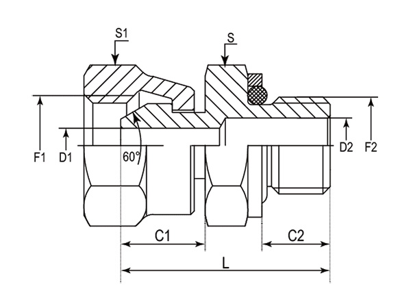 A drawing of DABP1106Q hydraulic adaptor.