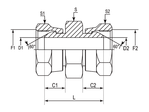 A drawing of DABP11081 hydraulic adaptor.