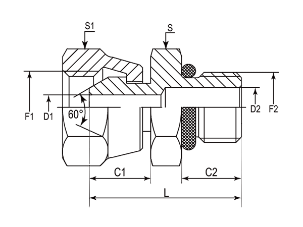 A drawing of DABP11305 hydraulic adaptor.