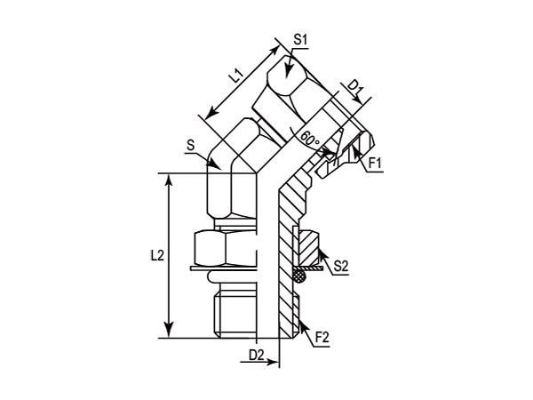 A drawing of DABP14065 hydraulic adaptor.