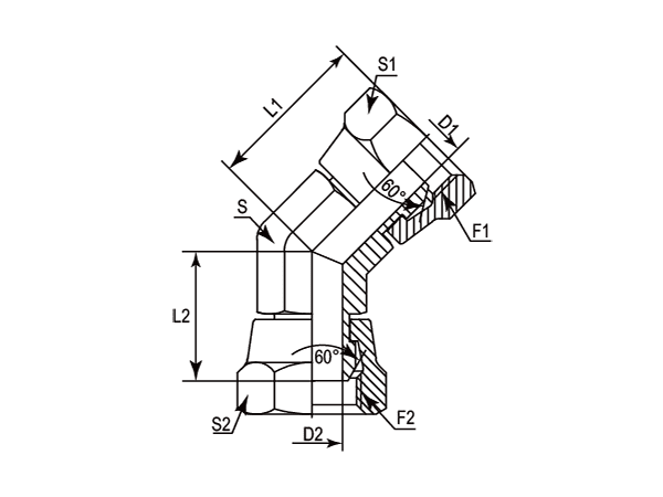 A drawing of DABP14081 hydraulic adaptor.