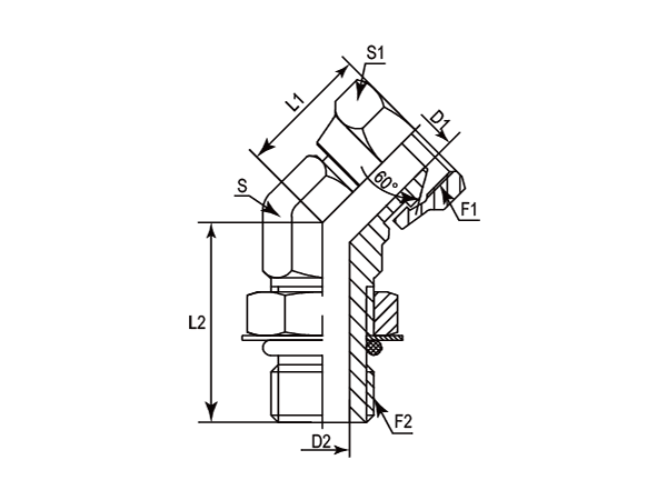 A drawing of DABP14525 hydraulic adaptor.