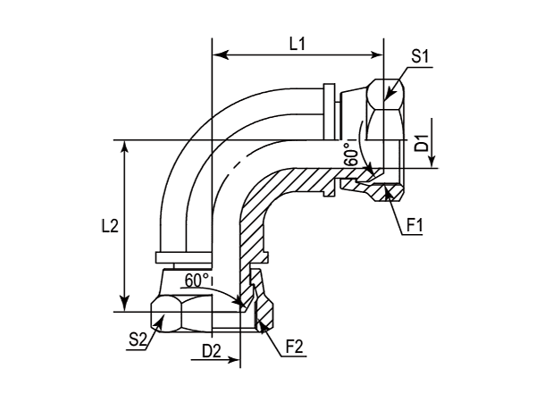 A drawing of DABP19081-B hydraulic adaptor.