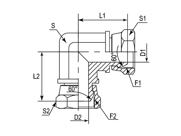 A drawing of DABP19081 hydraulic adaptor.