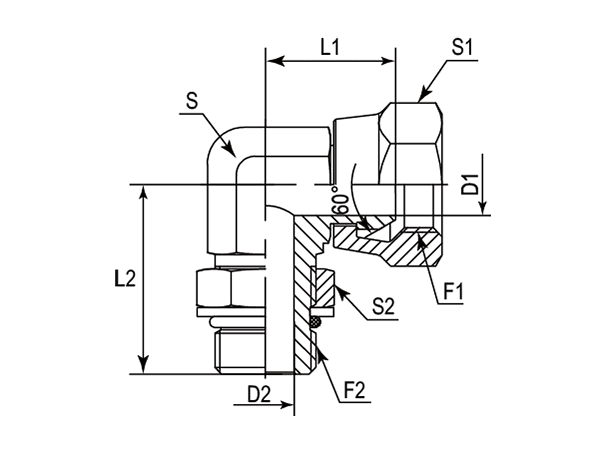 A drawing of DABP19305 hydraulic adaptor.