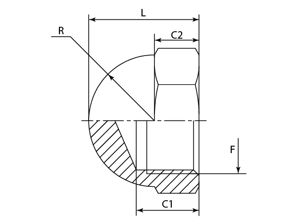 A drawing of DABP31000-C hydraulic adaptor.