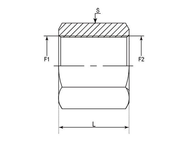 A drawing of DABPF105F hydraulic adaptor.