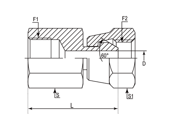 A drawing of DABPF1081 hydraulic adaptor.