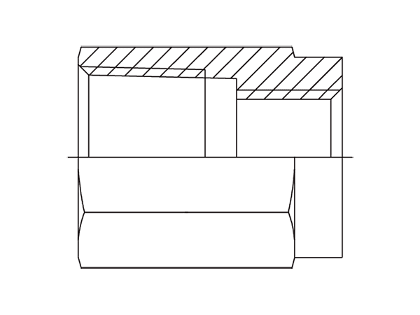 A drawing of DABPF128F hydraulic adaptor.