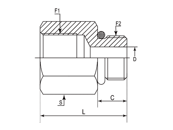 A drawing of DABPF1305 hydraulic adaptor.