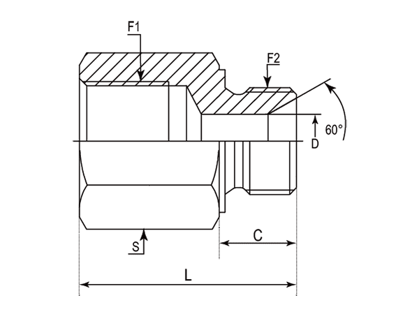 A drawing of DABPF152M hydraulic adaptor.