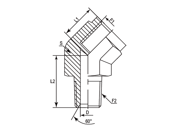 A drawing of DABPF407M hydraulic adaptor.