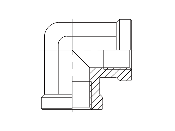 A drawing of DABPF905F hydraulic adaptor.
