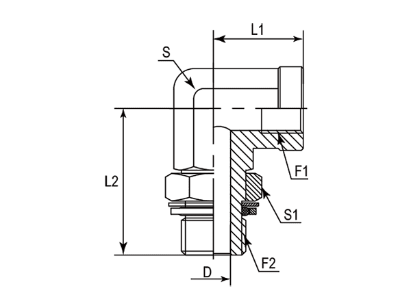 A drawing of DABPF906Q hydraulic adaptor.