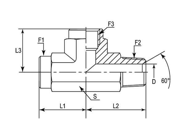 A drawing of DABPFL28M hydraulic adaptor.