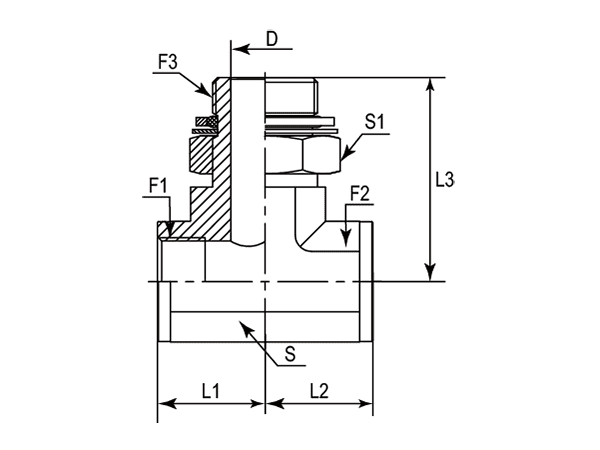 A drawing of DABPFT06Q hydraulic adaptor.