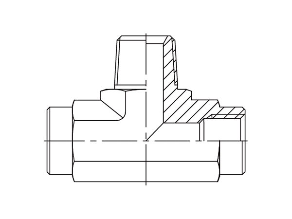 A drawing of DABPFT07M hydraulic adaptor.