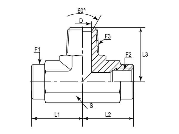 A drawing of DABPFT28M hydraulic adaptor.