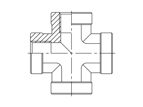 A drawing of DABPFX05F hydraulic adaptor.