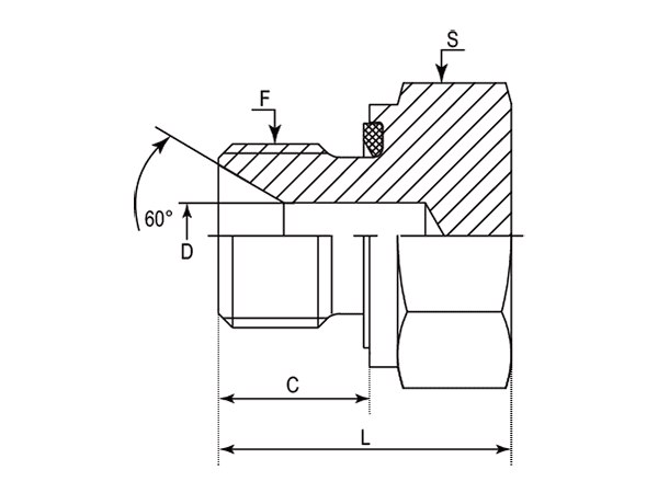 A drawing of DABPM1000-ED hydraulic adaptor.