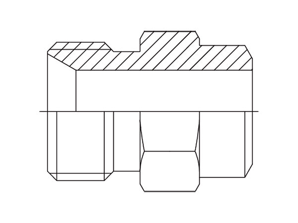 A drawing of DABPM100S hydraulic adaptor.