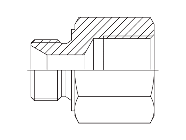 A drawing of DABPM105F hydraulic adaptor.