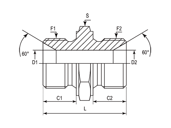 A drawing of DABPM105M hydraulic adaptor.
