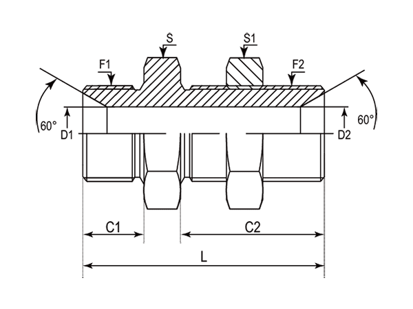 A drawing of DABPM105T hydraulic adaptor.