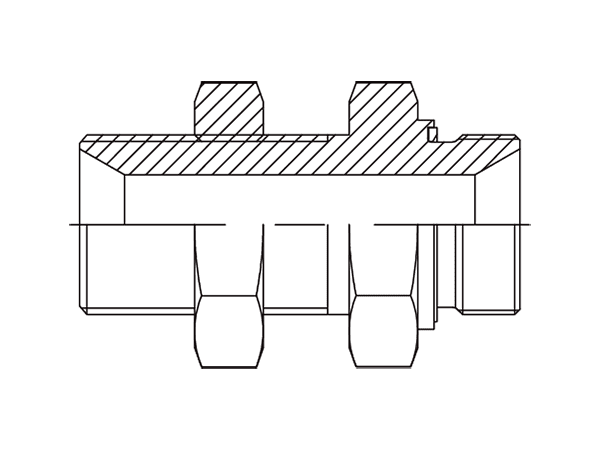 A drawing of DABPM105T-ED hydraulic adaptor.
