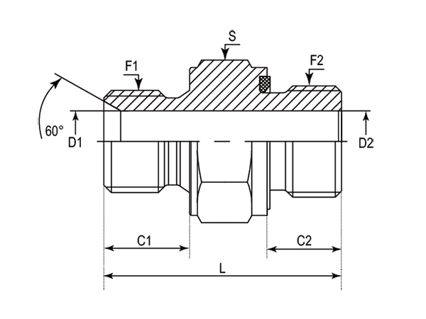 A drawing of DABPM1061 hydraulic adaptor.