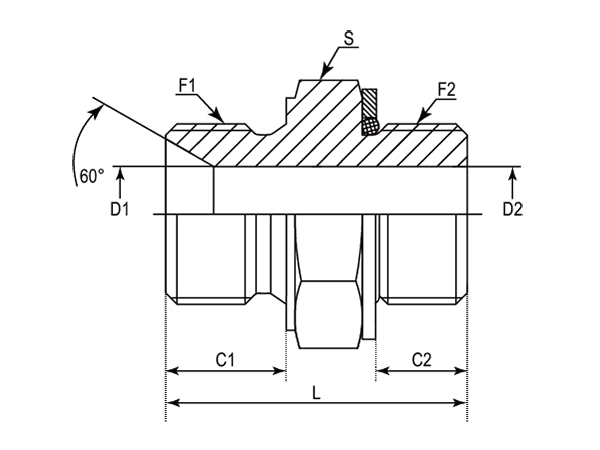 A drawing of DABPM106Q hydraulic adaptor.