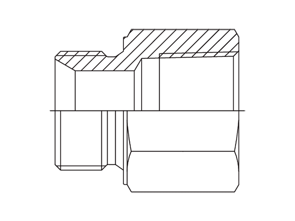 A drawing of DABPM107F hydraulic adaptor.