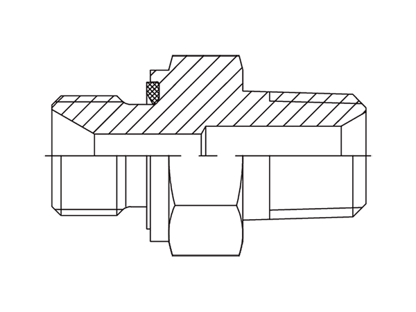 A drawing of DABPM107M-ED hydraulic adaptor.