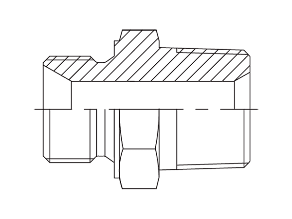 A drawing of DABPM107M-LH hydraulic adaptor.