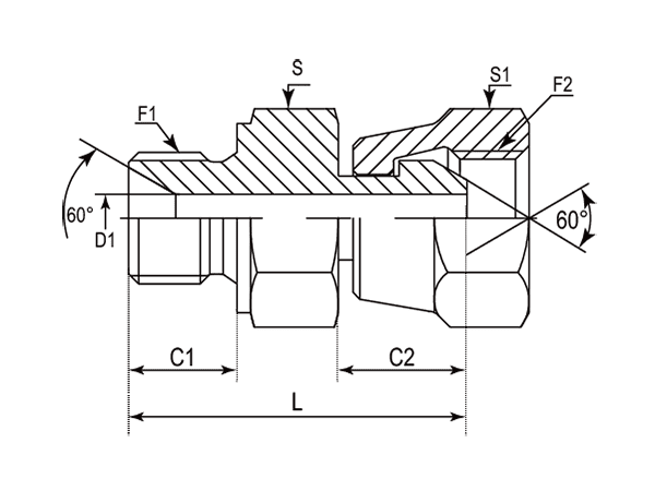 A drawing of DABPM1081 hydraulic adaptor.