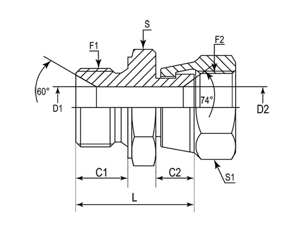 A drawing of DABPM1251 hydraulic adaptor.