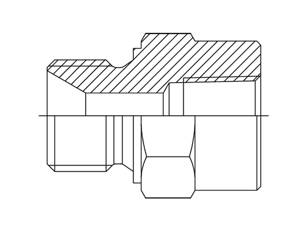 A drawing of DABPM128F hydraulic adaptor.