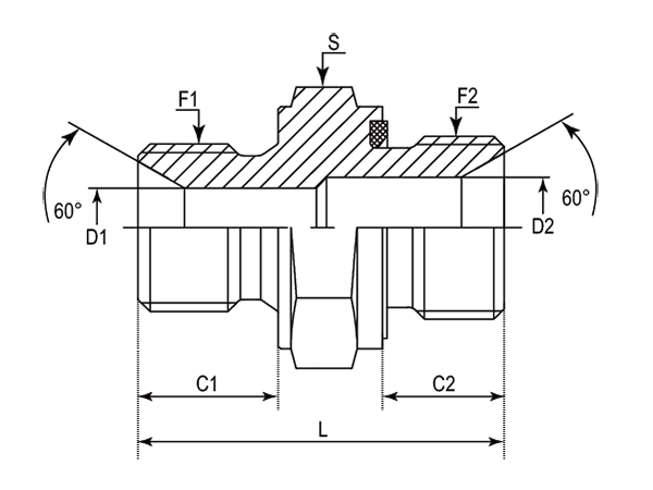 A drawing of DABPM1521 hydraulic adaptor.