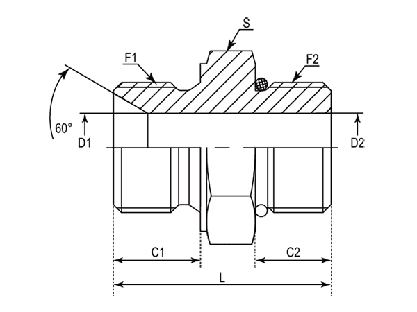 A drawing of DABPM1525 hydraulic adaptor.