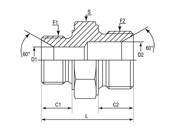 A drawing of DABPM152M hydraulic adaptor.