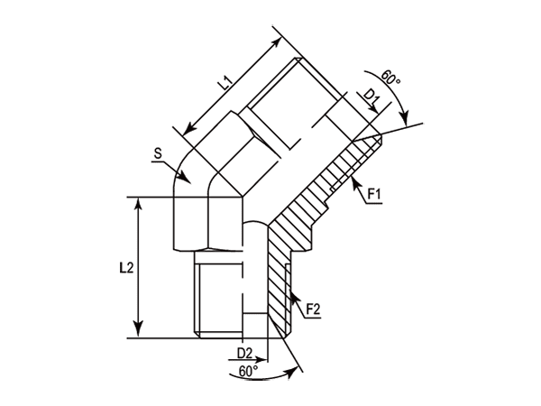 A drawing of DABPM405M hydraulic adaptor.